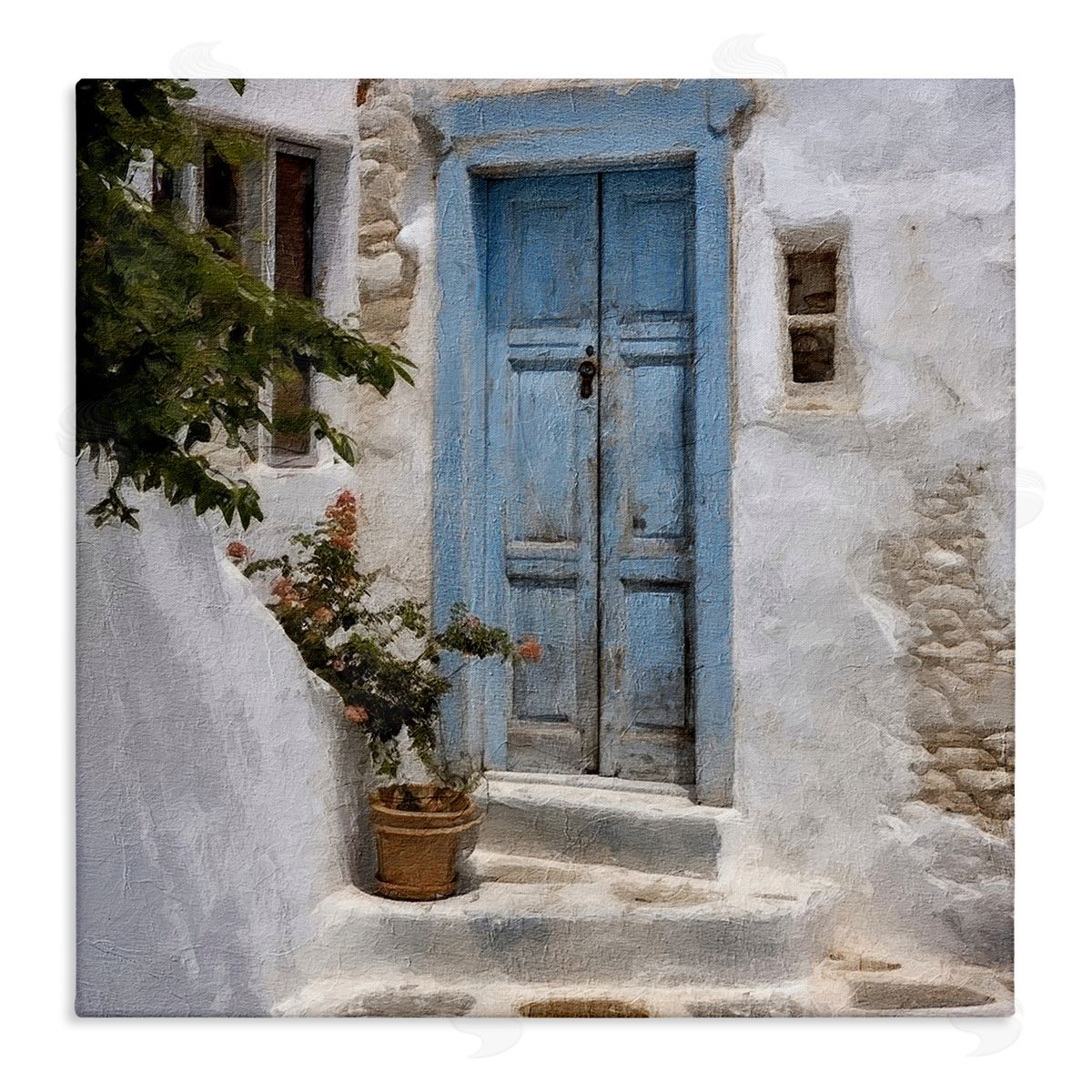 Blue Greek Door Canvas Wall Art, Home Decor by RileyB