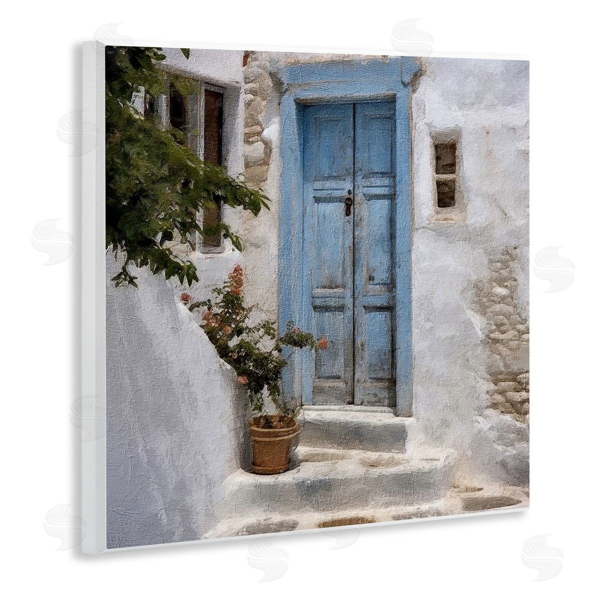 Blue Greek Door Wood Plaque Wall Art, Home Decor by RileyB
