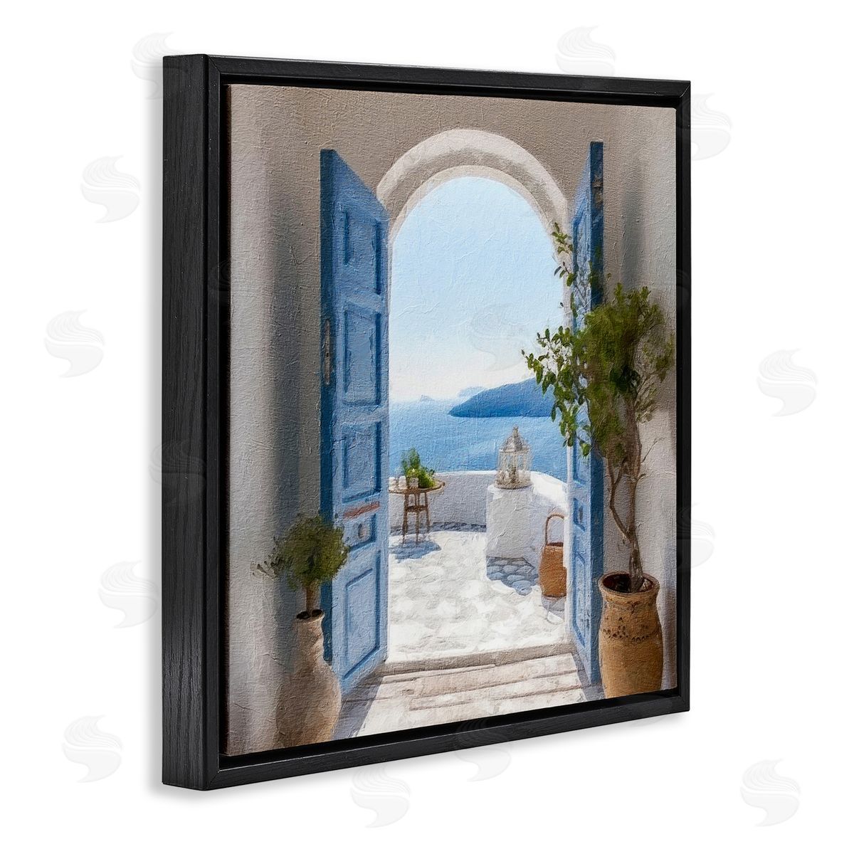 Coastal Doorway to Sea Black Floating Frame Canvas Wall Art, Home Decor by RileyB