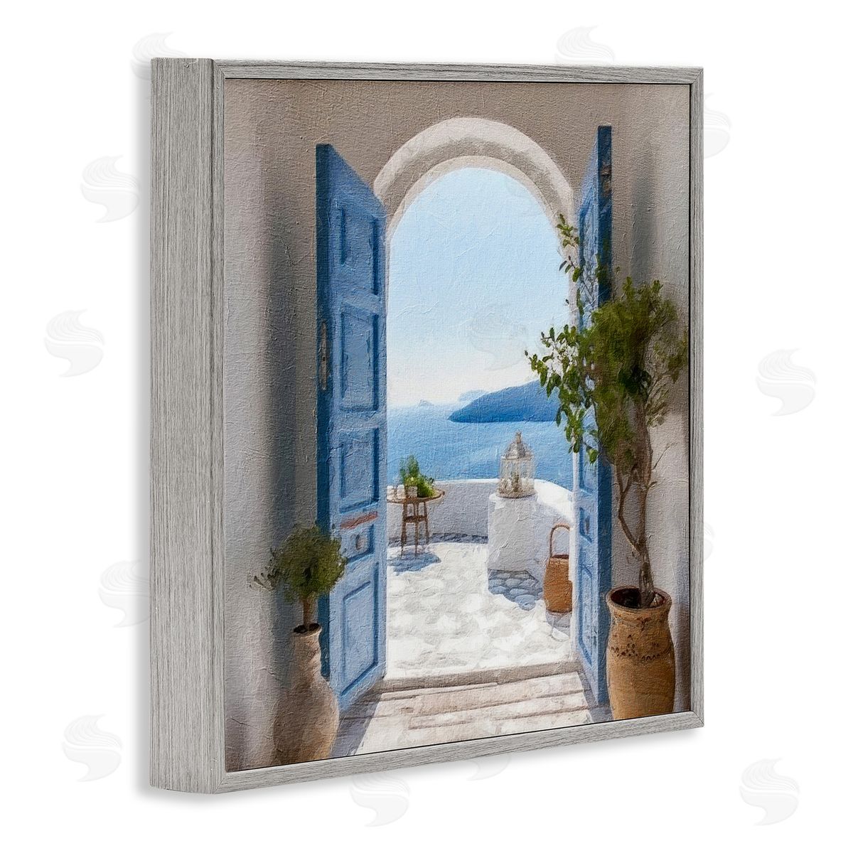 Coastal Doorway to Sea Grey Frame Print Wall Art, Home Decor by RileyB