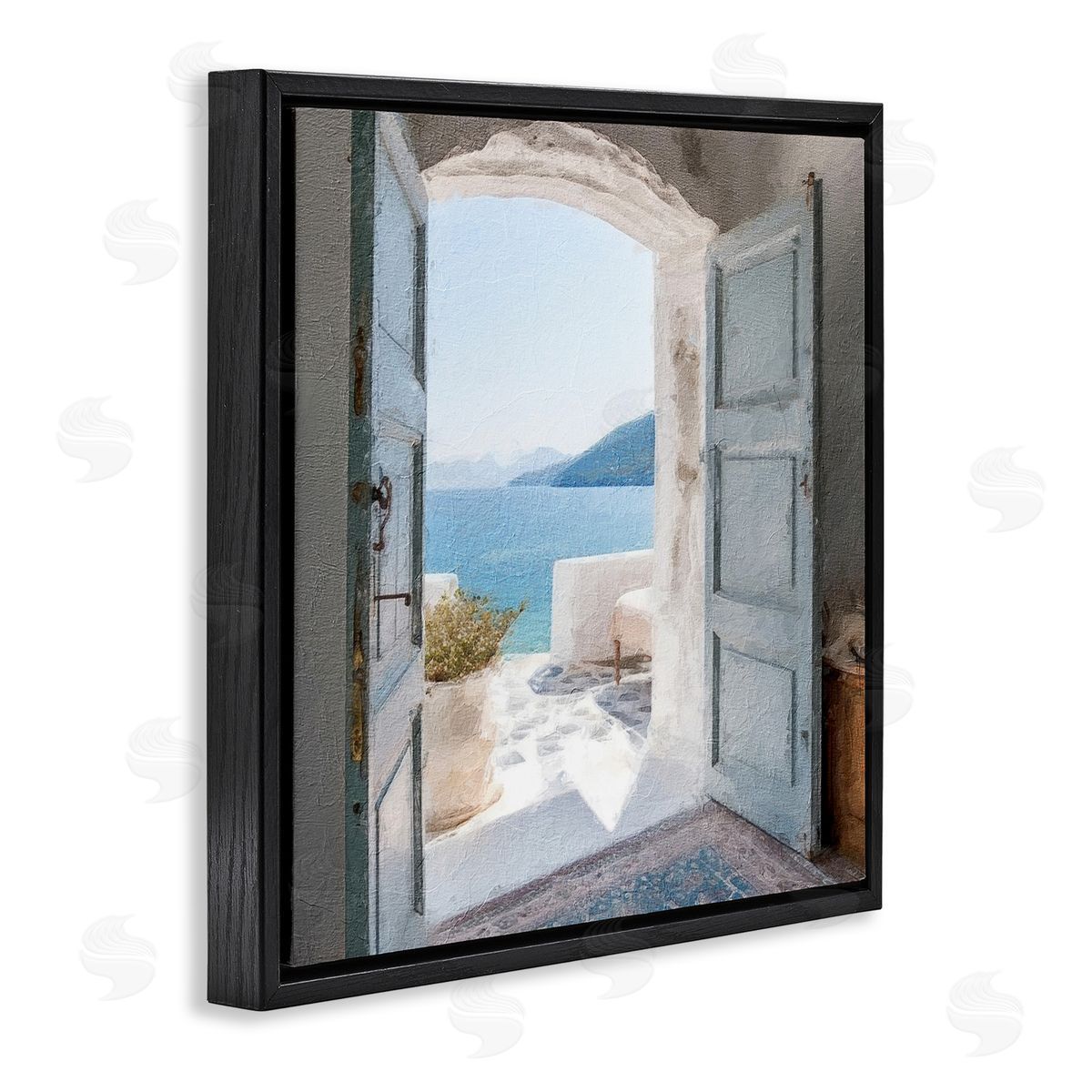 Costal Door to Ocean Black Floating Frame Canvas Wall Art, Home Decor by RileyB