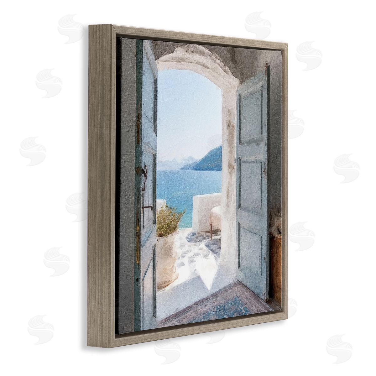 Costal Door to Ocean Brown Floating Frame Canvas Wall Art, Home Decor by RileyB