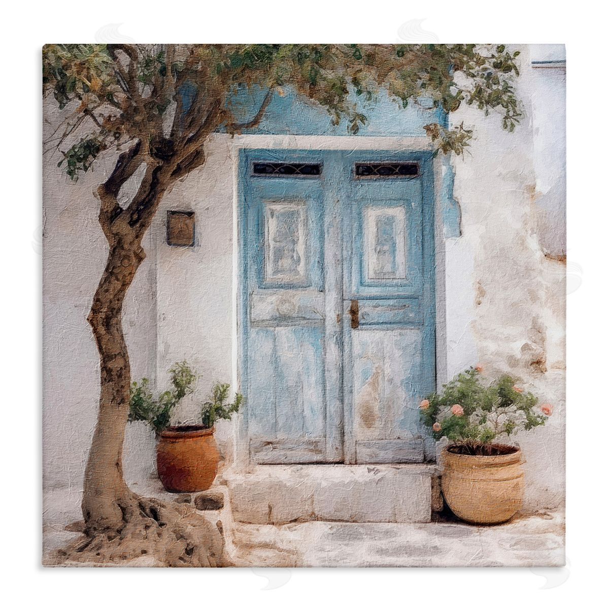 Tree and Blue Doorway Canvas Wall Art, Home Decor by RileyB