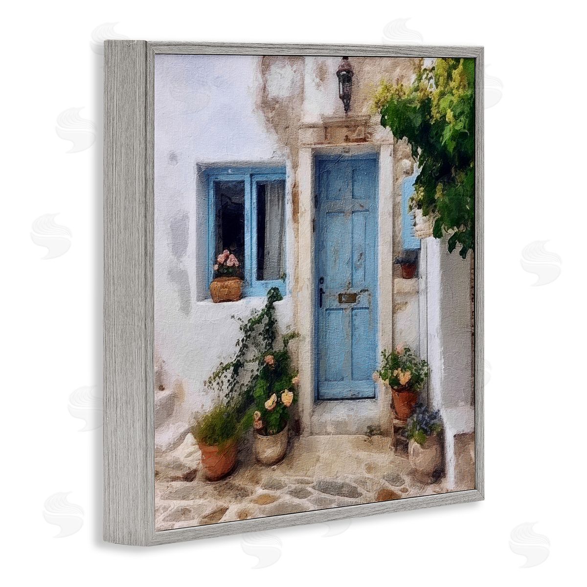 Greek Door Architecture Grey Frame Print Wall Art, Home Decor by RileyB