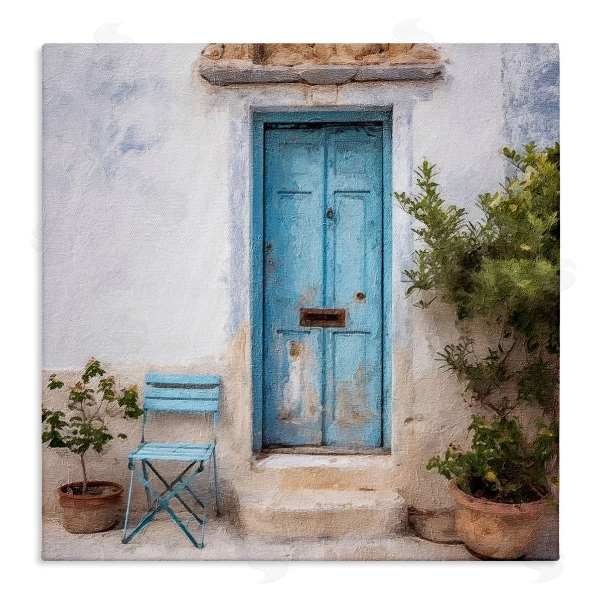 Blue Town Doorway Canvas Wall Art, Home Decor by RileyB