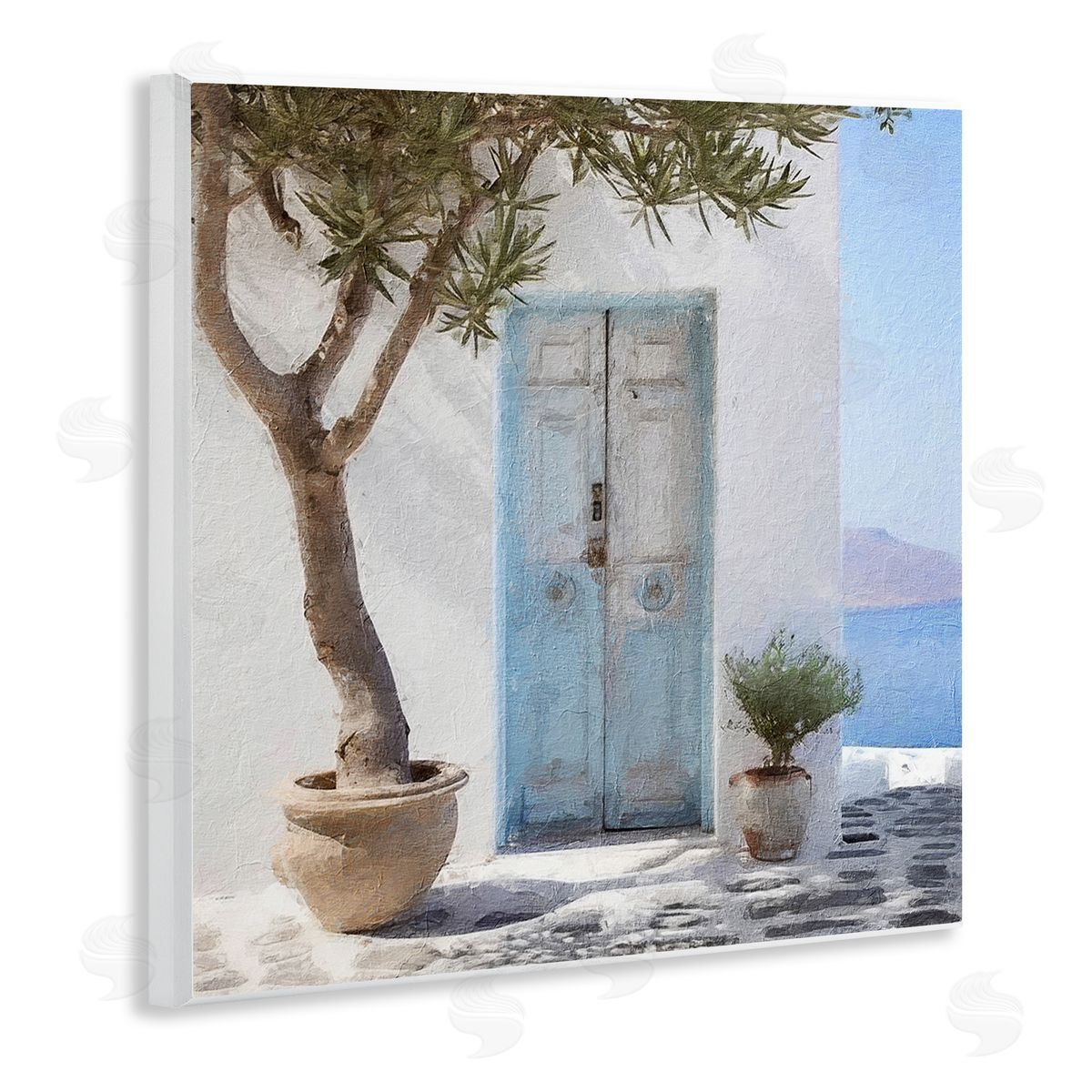 Coastal Greek Door Wood Plaque Wall Art, Home Decor by RileyB