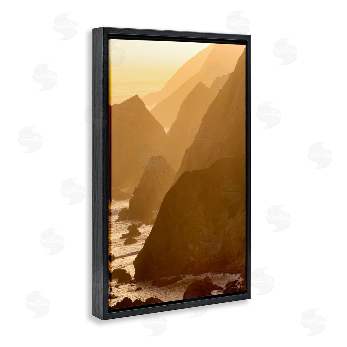 Rocky Cliffs by Beach Black Floating Frame Canvas Wall Art, Home Decor by Dennis Frates