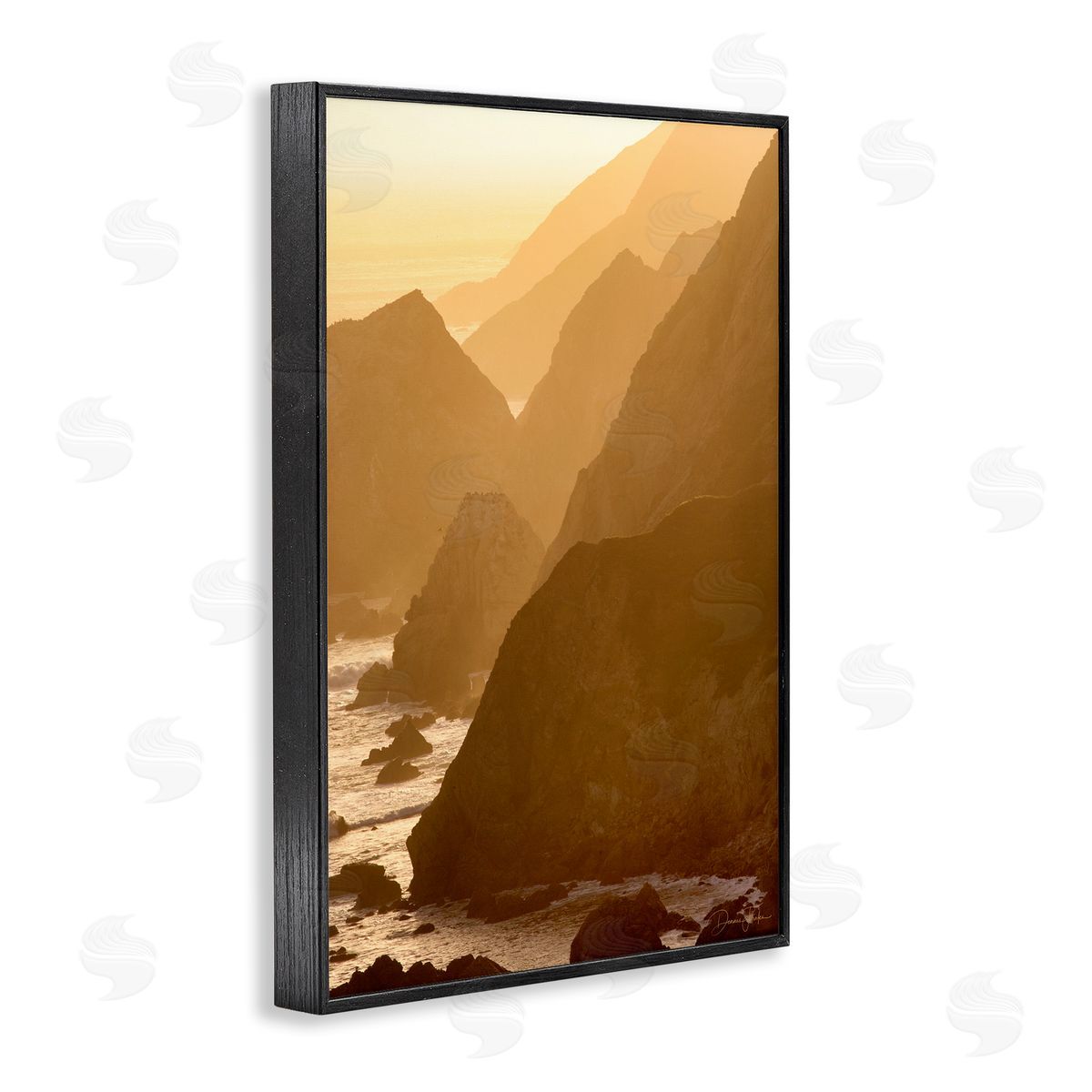 Rocky Cliffs by Beach Black Frame Print Wall Art, Home Decor by Dennis Frates