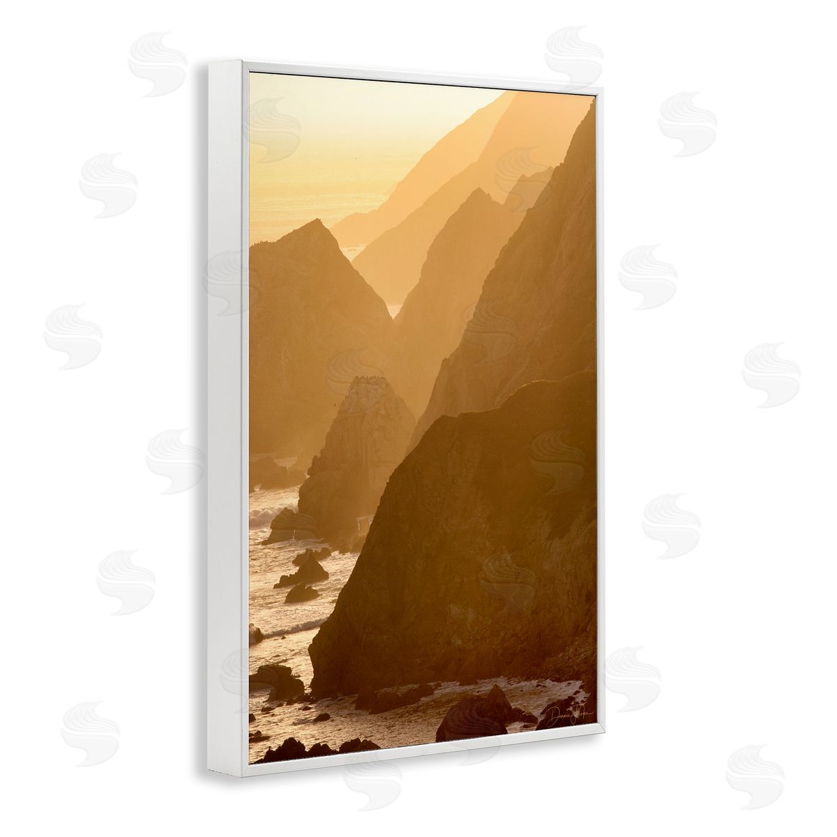 Rocky Cliffs by Beach White Frame Print Wall Art, Home Decor by Dennis Frates