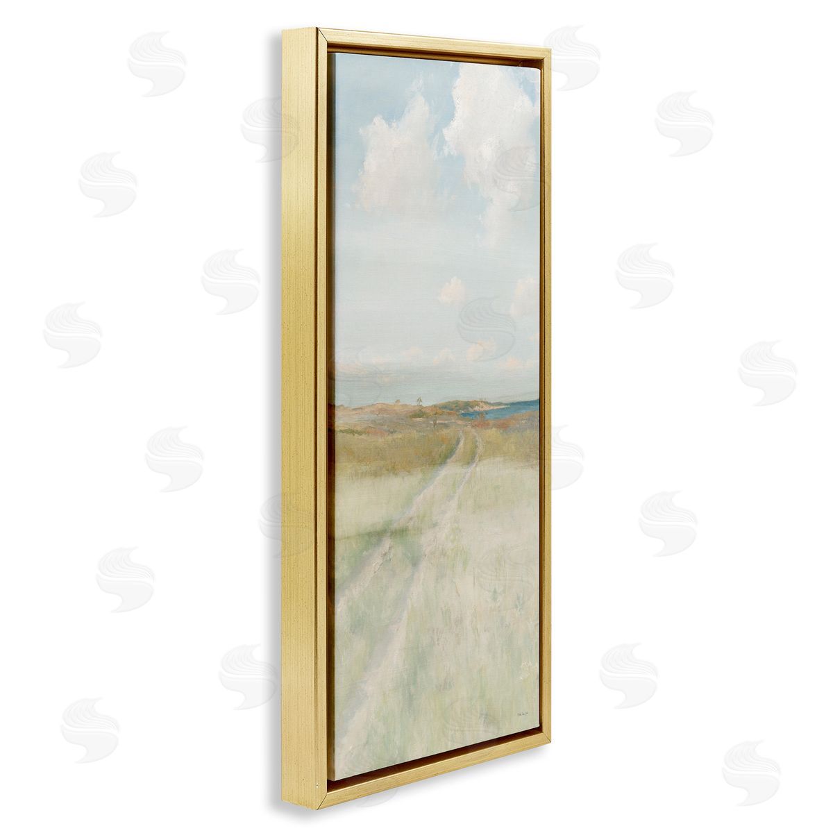 Path To Beach Gold Floating Frame Canvas Wall Art, Home Decor by Steller Design Studio