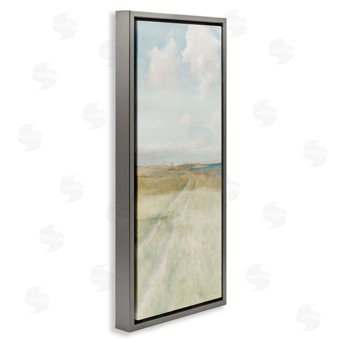 Path To Beach Grey Floating Frame Canvas Wall Art, Home Decor by Steller Design Studio