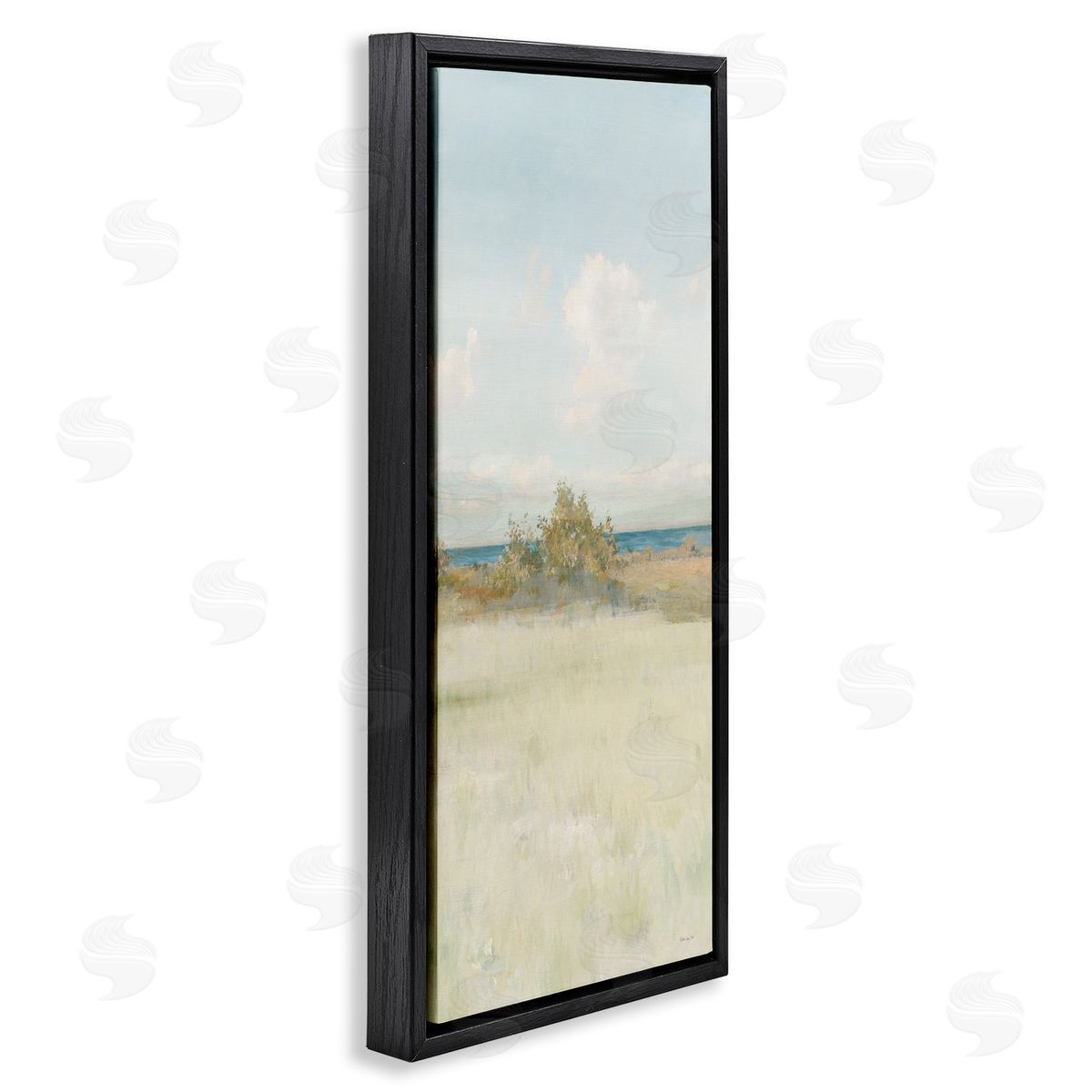 Vegetation on Beach Black Floating Frame Canvas Wall Art, Home Decor by Steller Design Studio