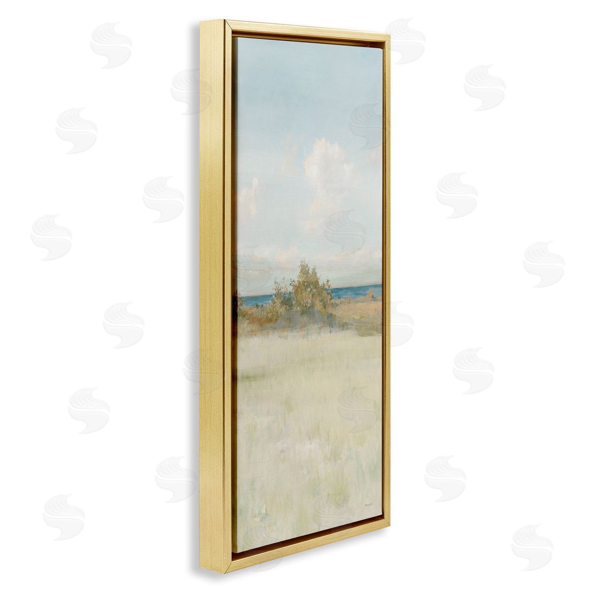 Vegetation on Beach Gold Floating Frame Canvas Wall Art, Home Decor by Steller Design Studio
