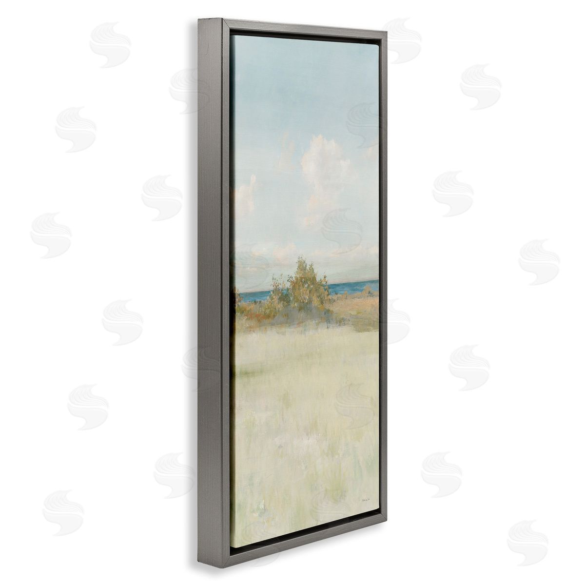 Vegetation on Beach Grey Floating Frame Canvas Wall Art, Home Decor by Steller Design Studio