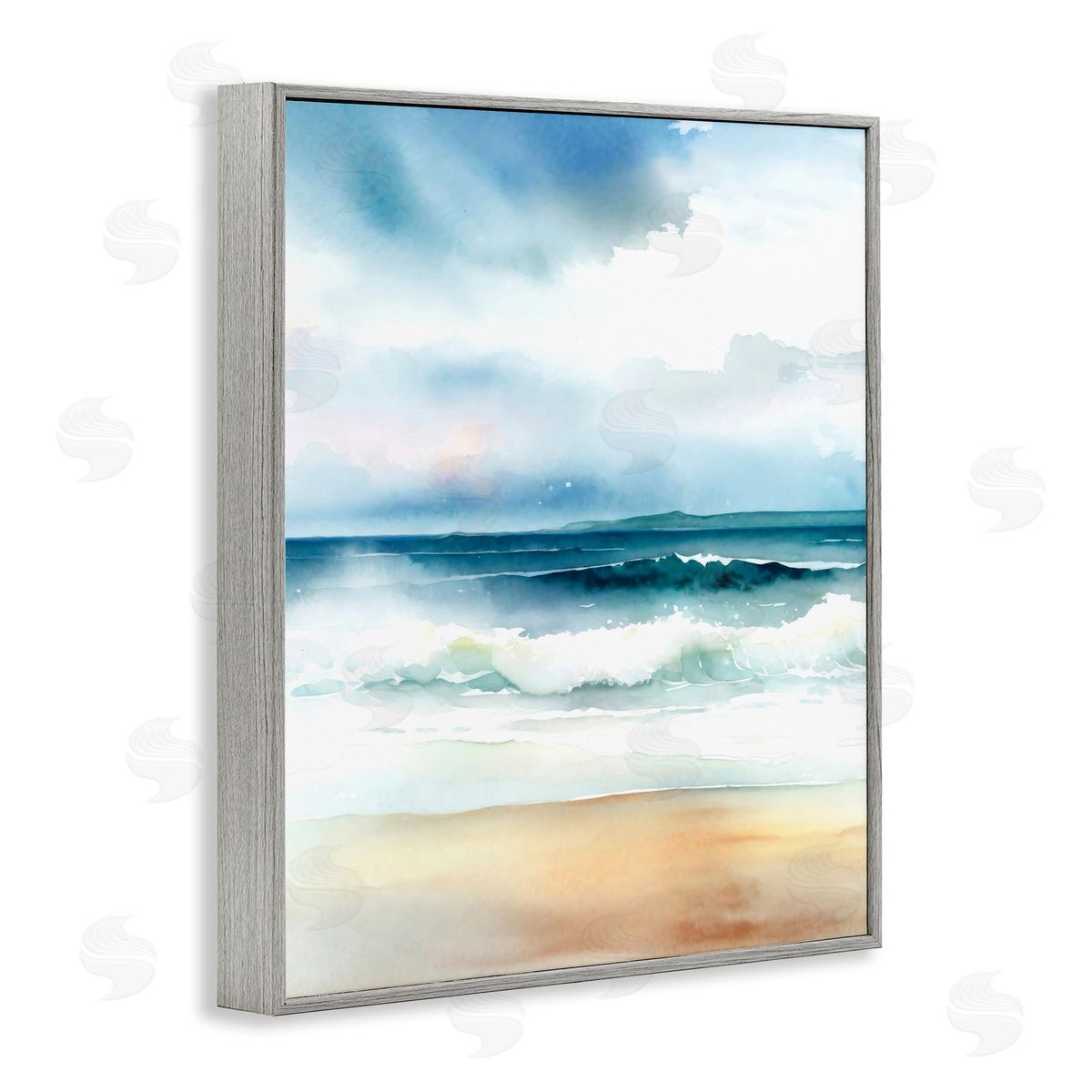 Rolling Seaside Waves Grey Frame Print Wall Art, Home Decor by Steve Hunziker