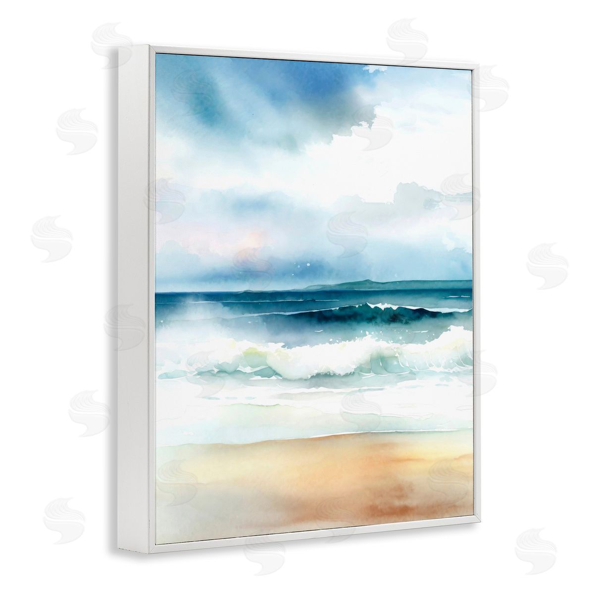 Rolling Seaside Waves White Frame Print Wall Art, Home Decor by Steve Hunziker