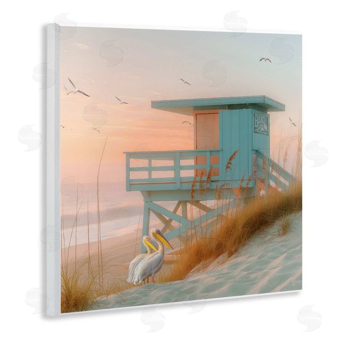 Coastal Charm Beach Hut Wood Plaque Wall Art, Home Decor by Steve Hunziker