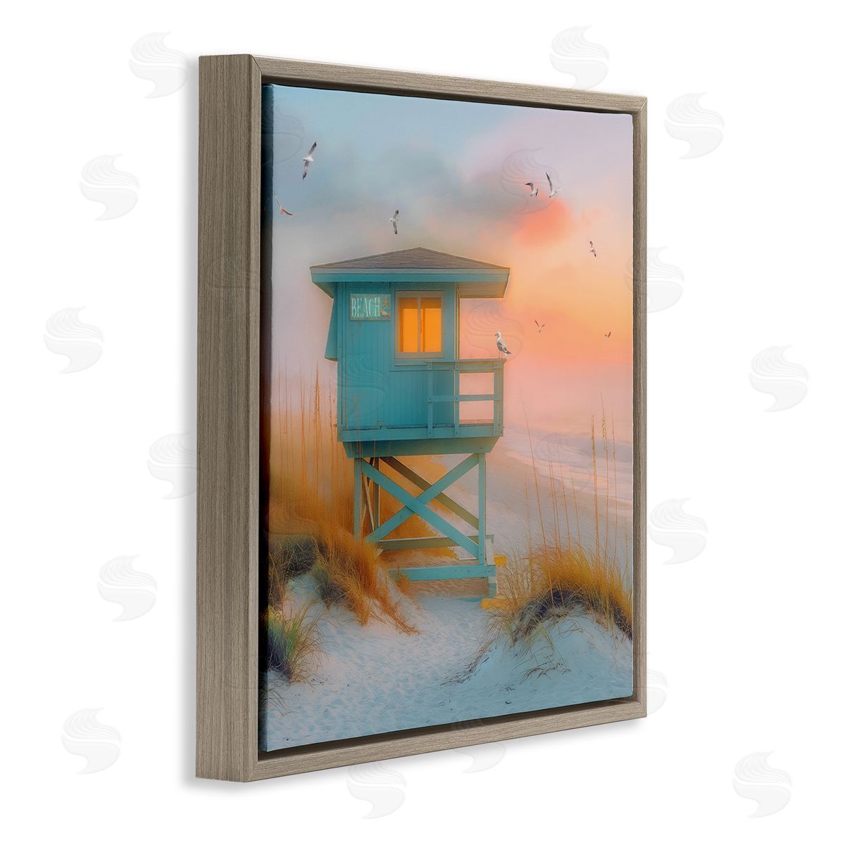 Coastal Charm Beach Brown Floating Frame Canvas Wall Art, Home Decor by Steve Hunziker