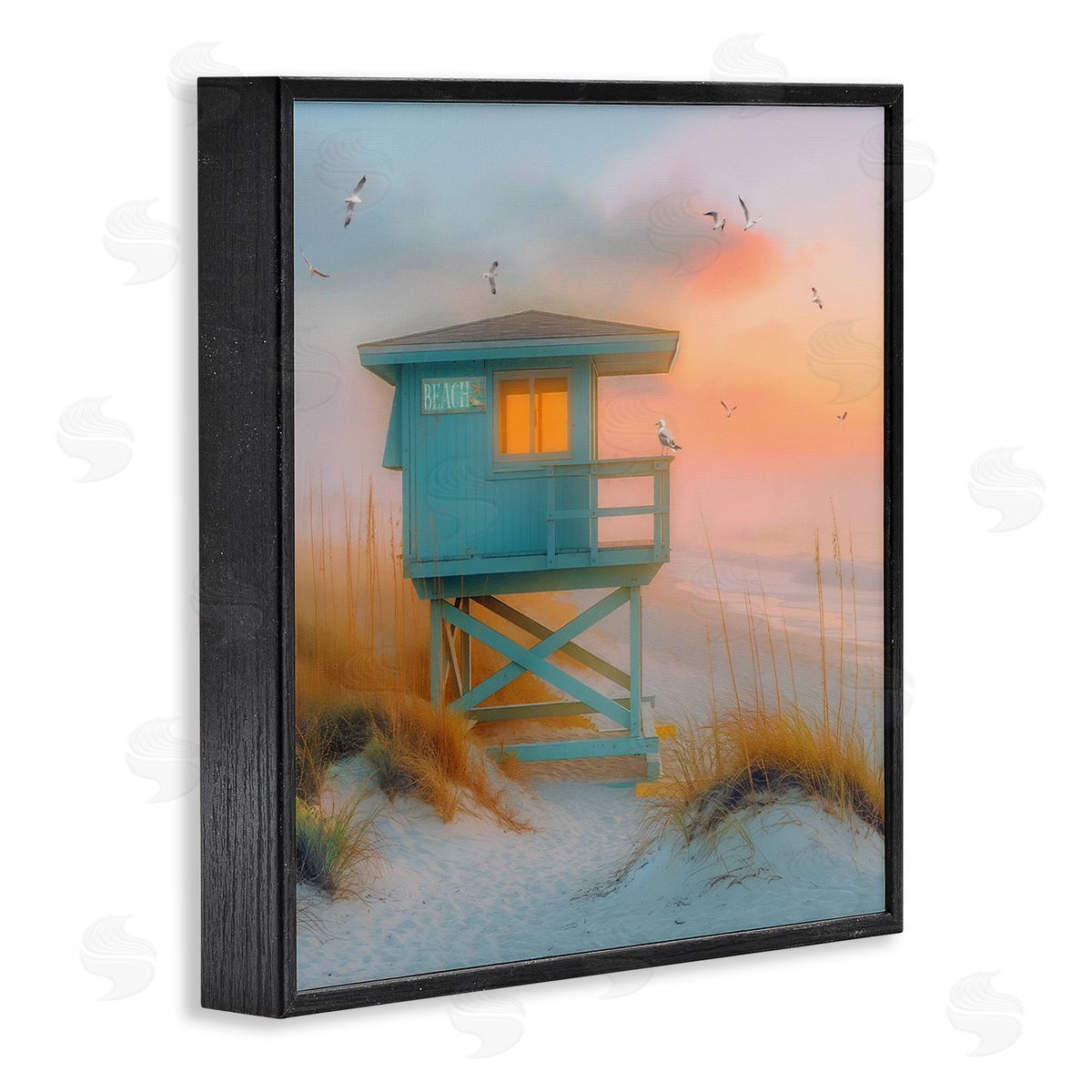 Coastal Charm Beach Black Frame Print Wall Art, Home Decor by Steve Hunziker