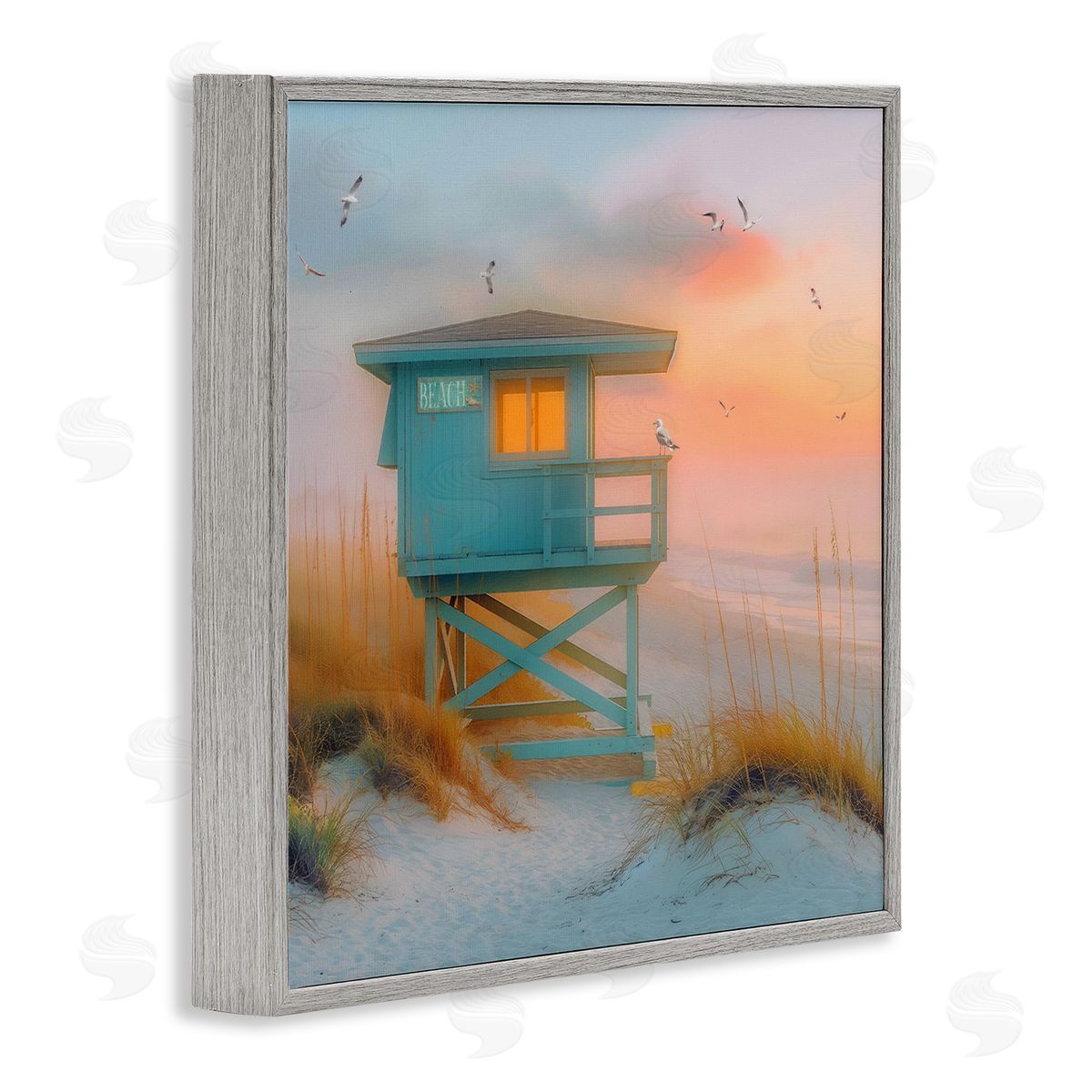 Coastal Charm Beach Grey Frame Print Wall Art, Home Decor by Steve Hunziker