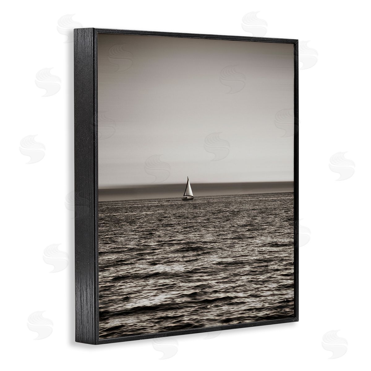 Lone Distant Sailboat Black Frame Print Wall Art, Home Decor by Savanah Plank