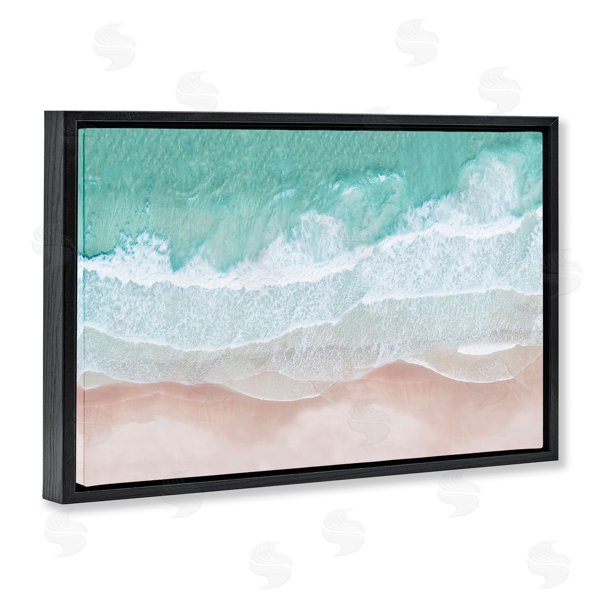 Aerial Sea View Black Floating Frame Canvas Wall Art, Home Decor by Sisi and Seb