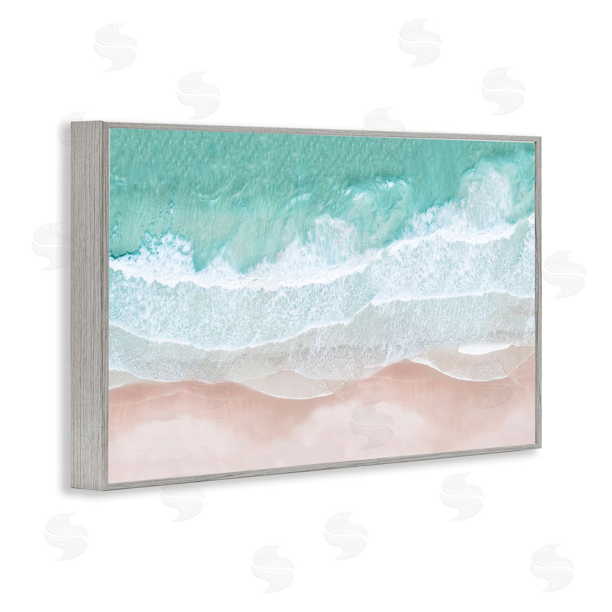 Aerial Sea View Grey Frame Print Wall Art, Home Decor by Sisi and Seb