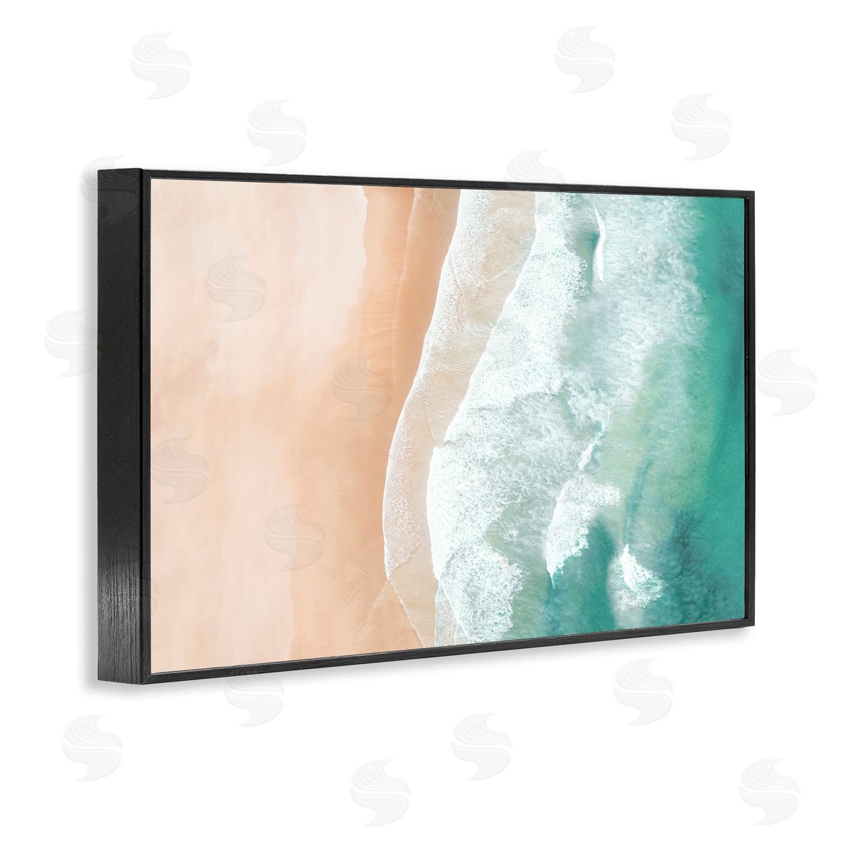 Aerial Sea Waves Black Frame Print Wall Art, Home Decor by Sisi and Seb