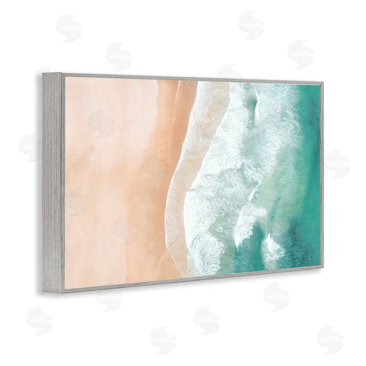 Aerial Sea Waves Grey Frame Print Wall Art, Home Decor by Sisi and Seb