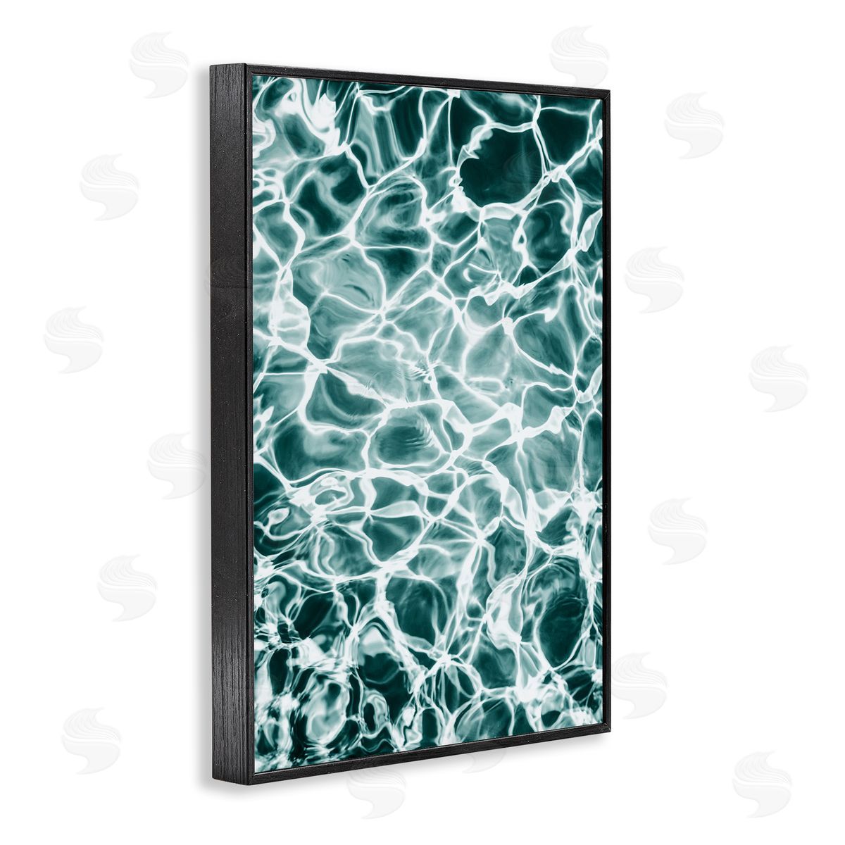 Aqua Ripple Pattern Black Frame Print Wall Art, Home Decor by Sisi and Seb