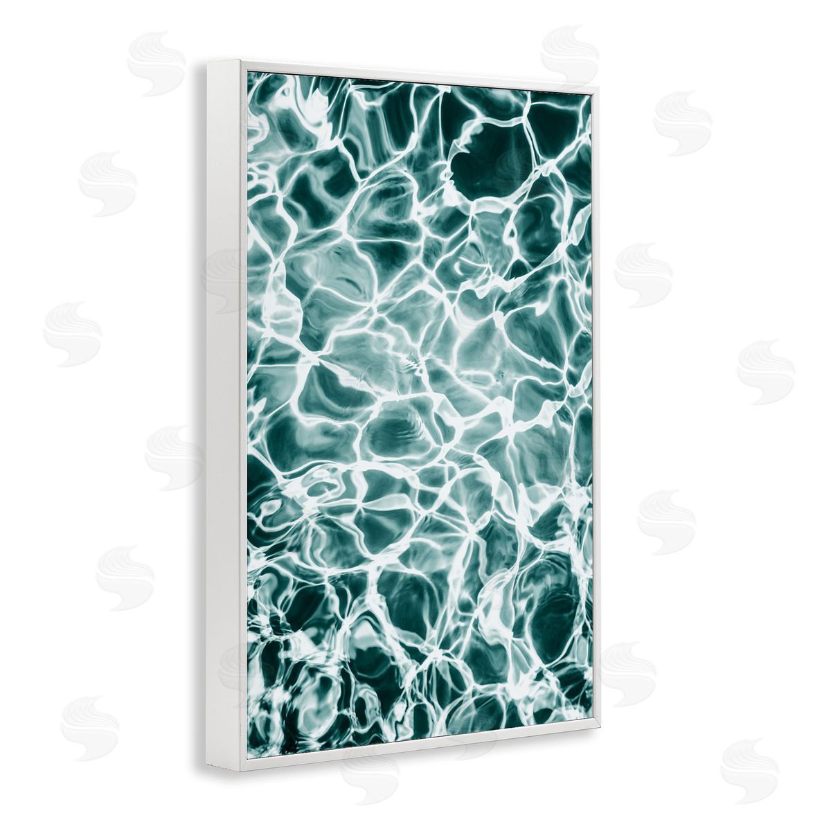 Aqua Ripple Pattern White Frame Print Wall Art, Home Decor by Sisi and Seb