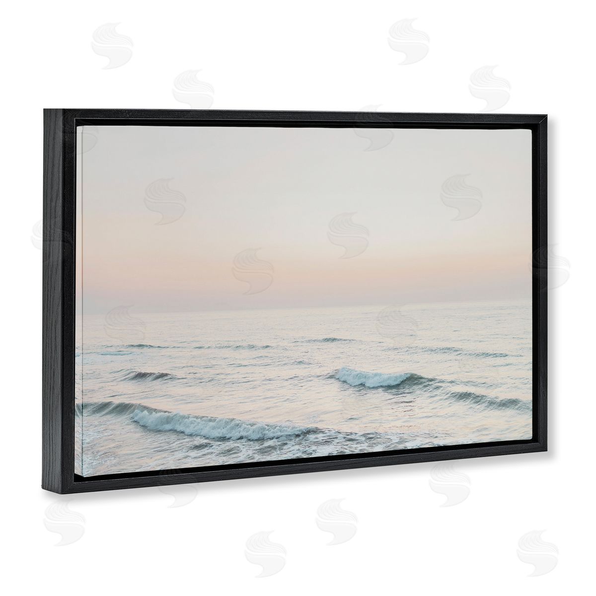 Rolling Waves At Dawn Black Floating Frame Canvas Wall Art, Home Decor by Sisi and Seb