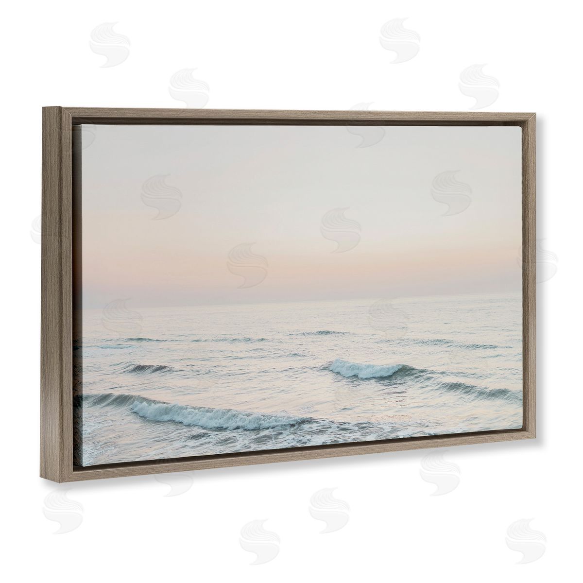 Rolling Waves At Dawn Brown Floating Frame Canvas Wall Art, Home Decor by Sisi and Seb