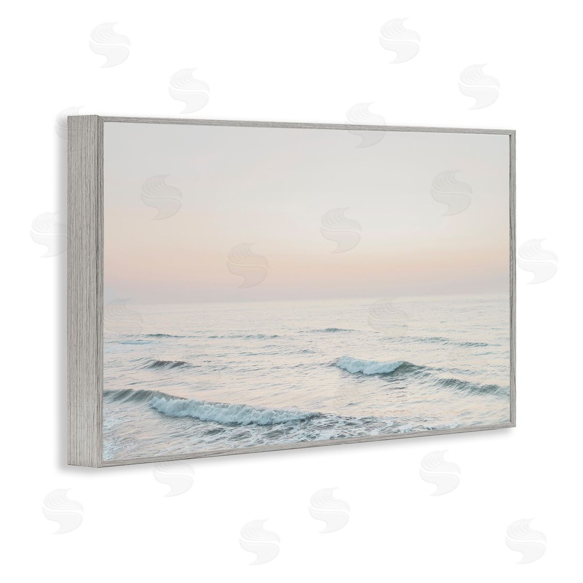 Rolling Waves At Dawn Grey Frame Print Wall Art, Home Decor by Sisi and Seb
