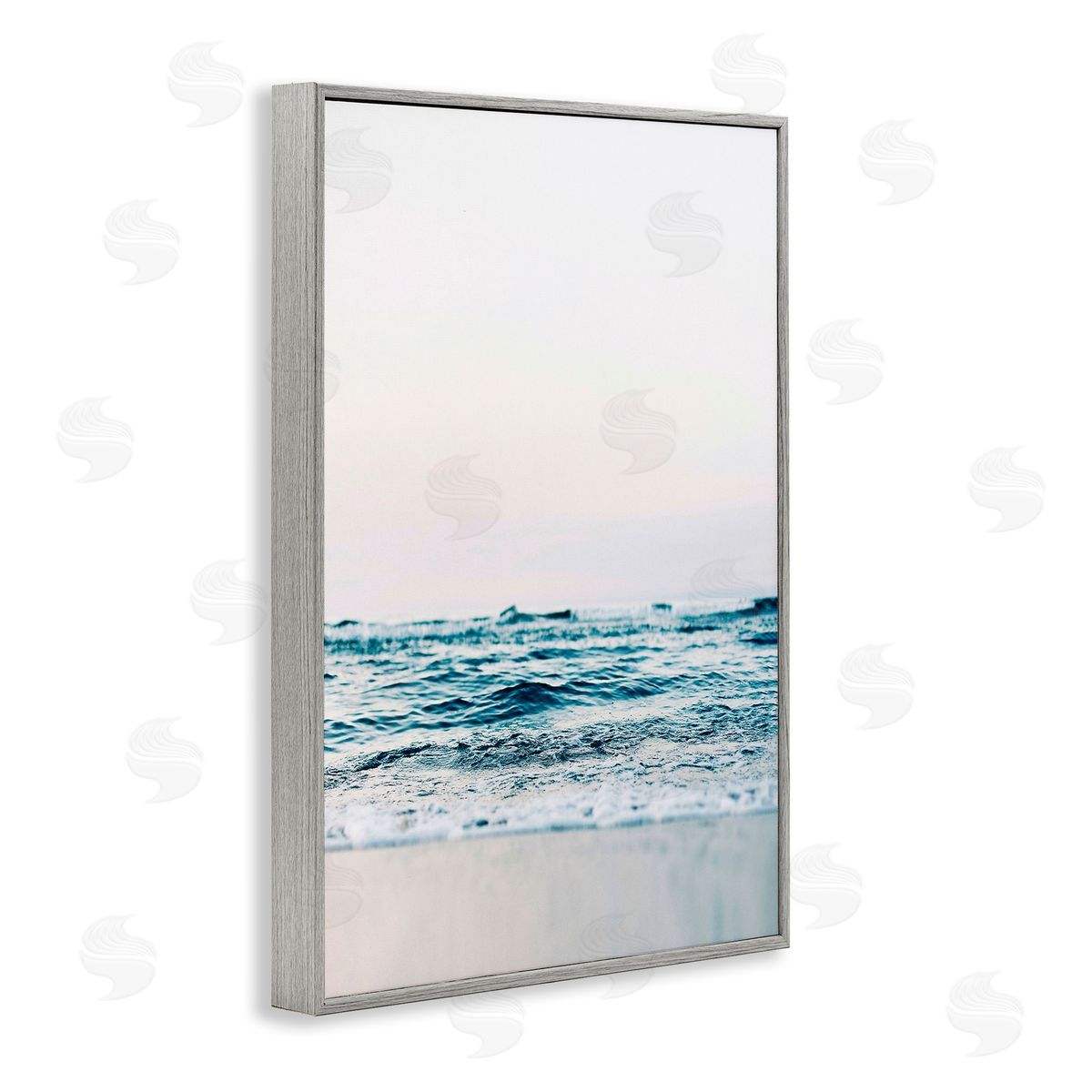 Subtle Beach Waves Grey Frame Print Wall Art, Home Decor by Sisi and Seb