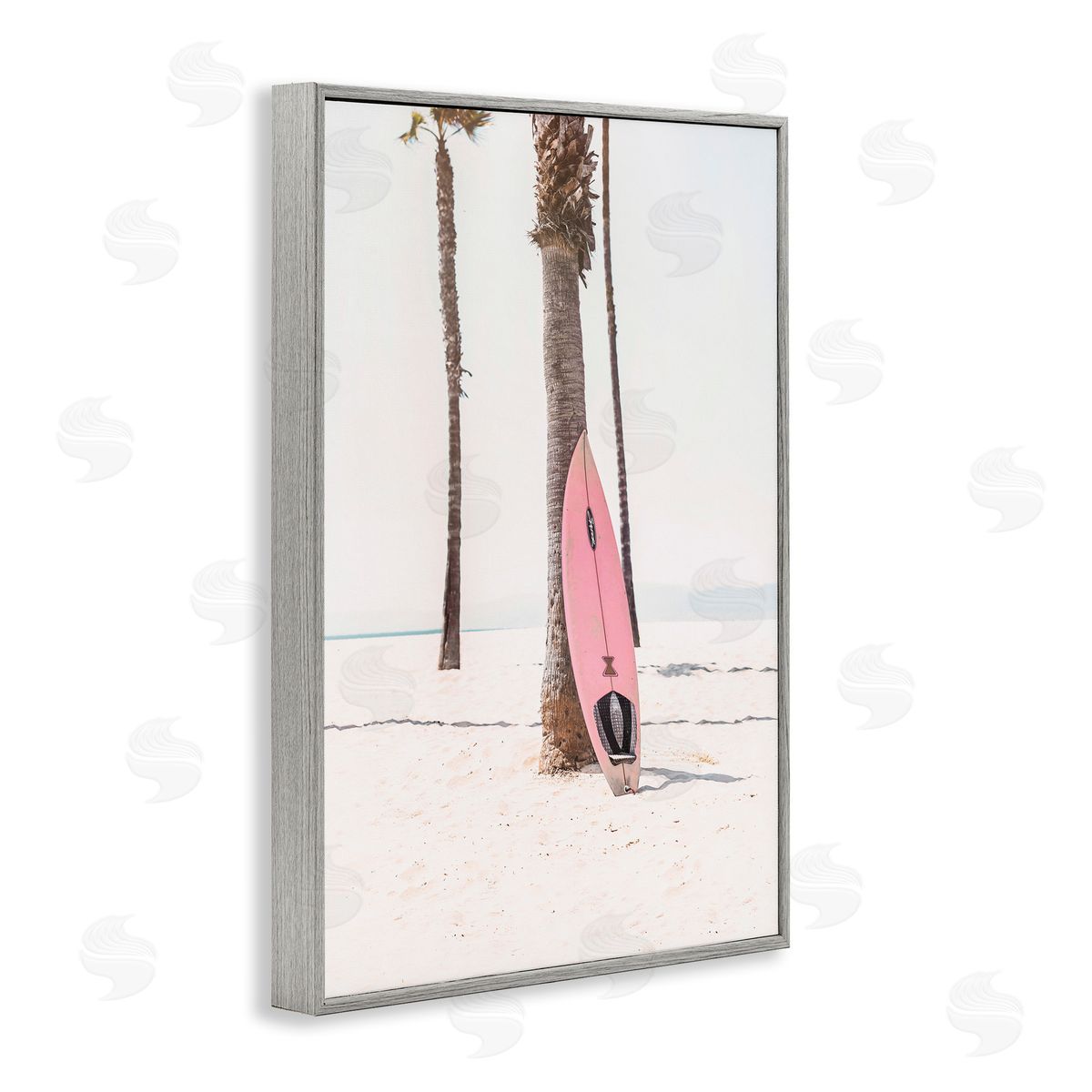 Pink Surf Board Grey Frame Print Wall Art, Home Decor by Sisi and Seb