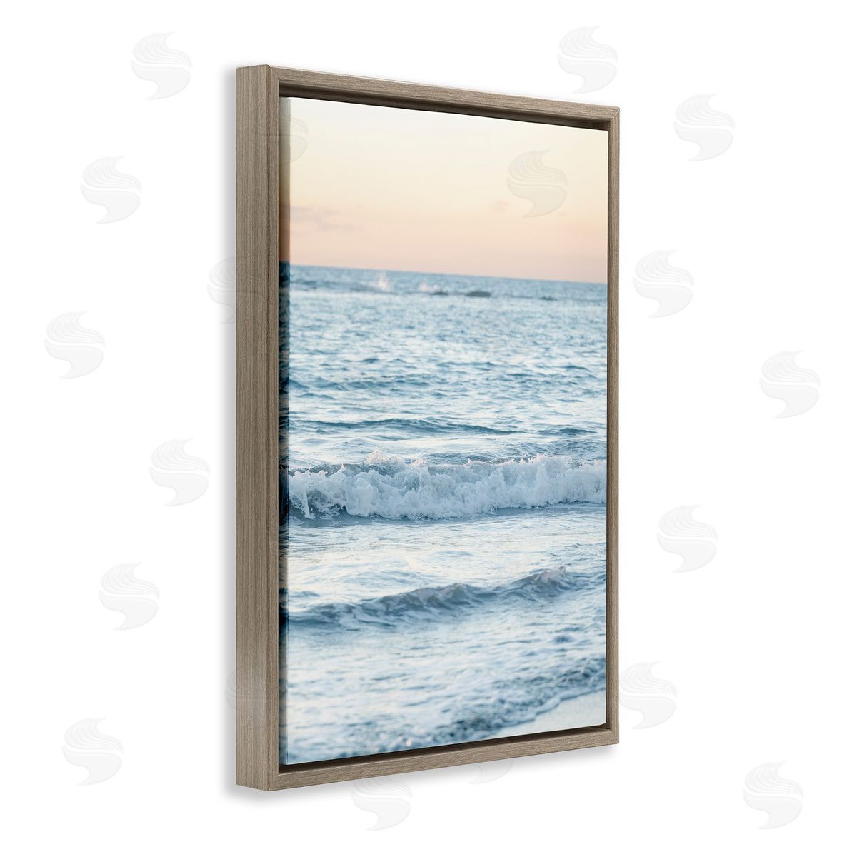Sunset and Sea View Brown Floating Frame Canvas Wall Art, Home Decor by Sisi and Seb