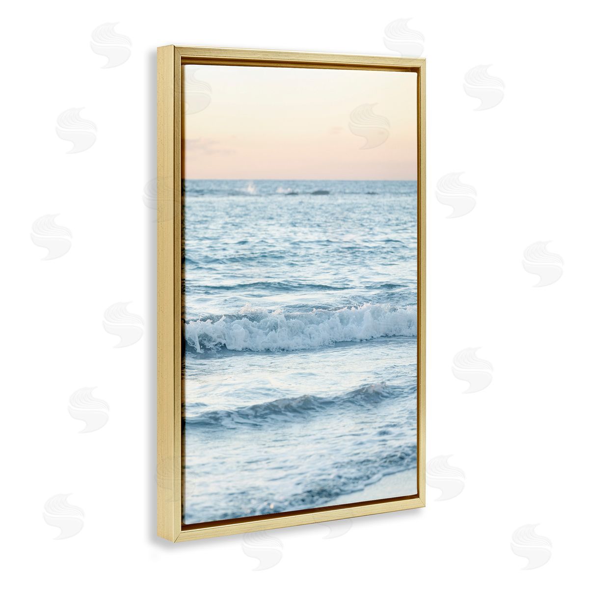 Sunset and Sea View Gold Floating Frame Canvas Wall Art, Home Decor by Sisi and Seb