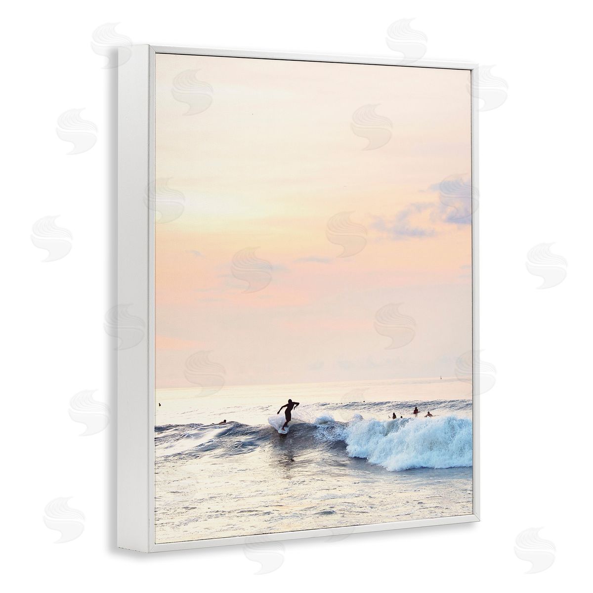 Sunset Surfer Landscape White Frame Print Wall Art, Home Decor by Sisi and Seb