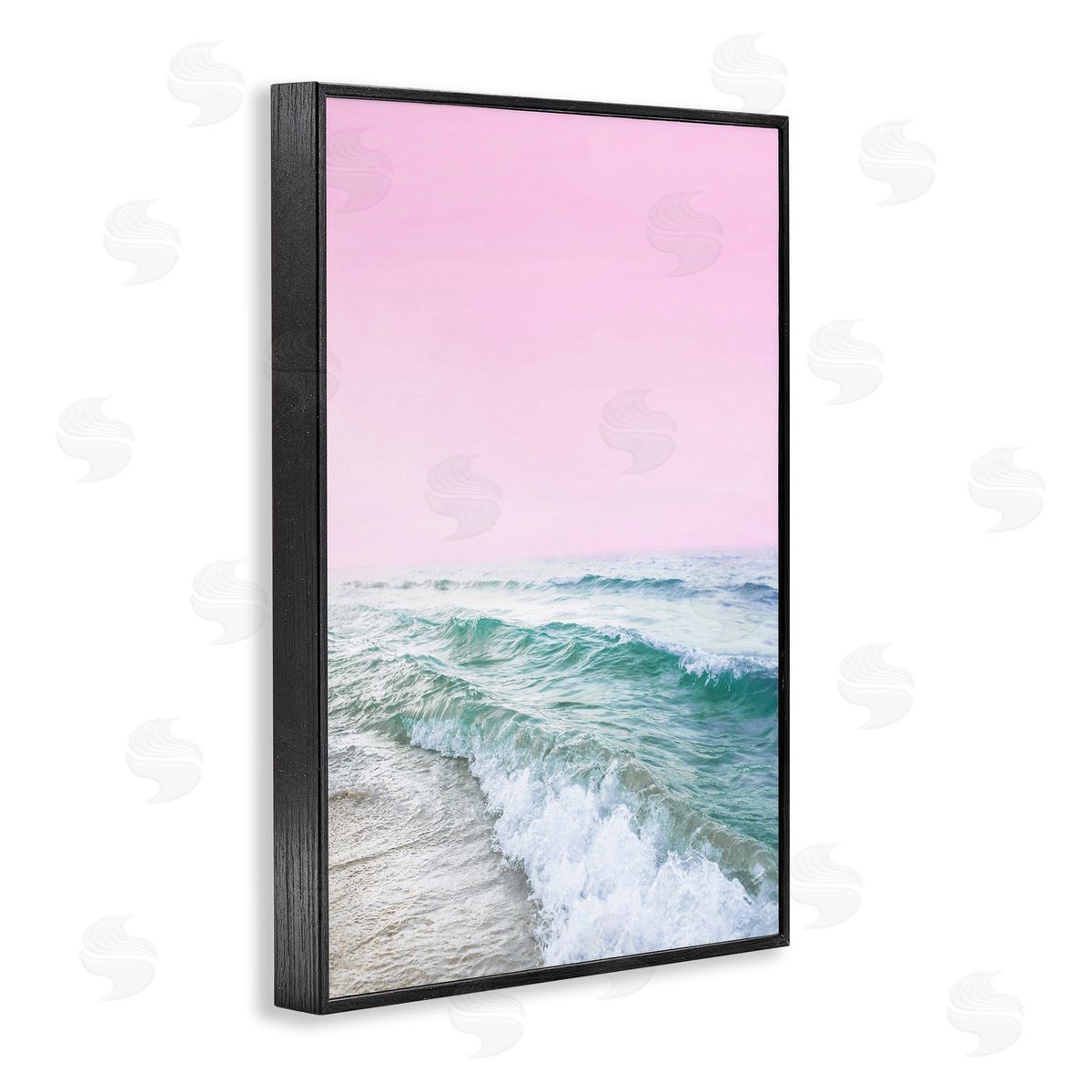 Pink Winter Sea Black Frame Print Wall Art, Home Decor by Sisi and Seb