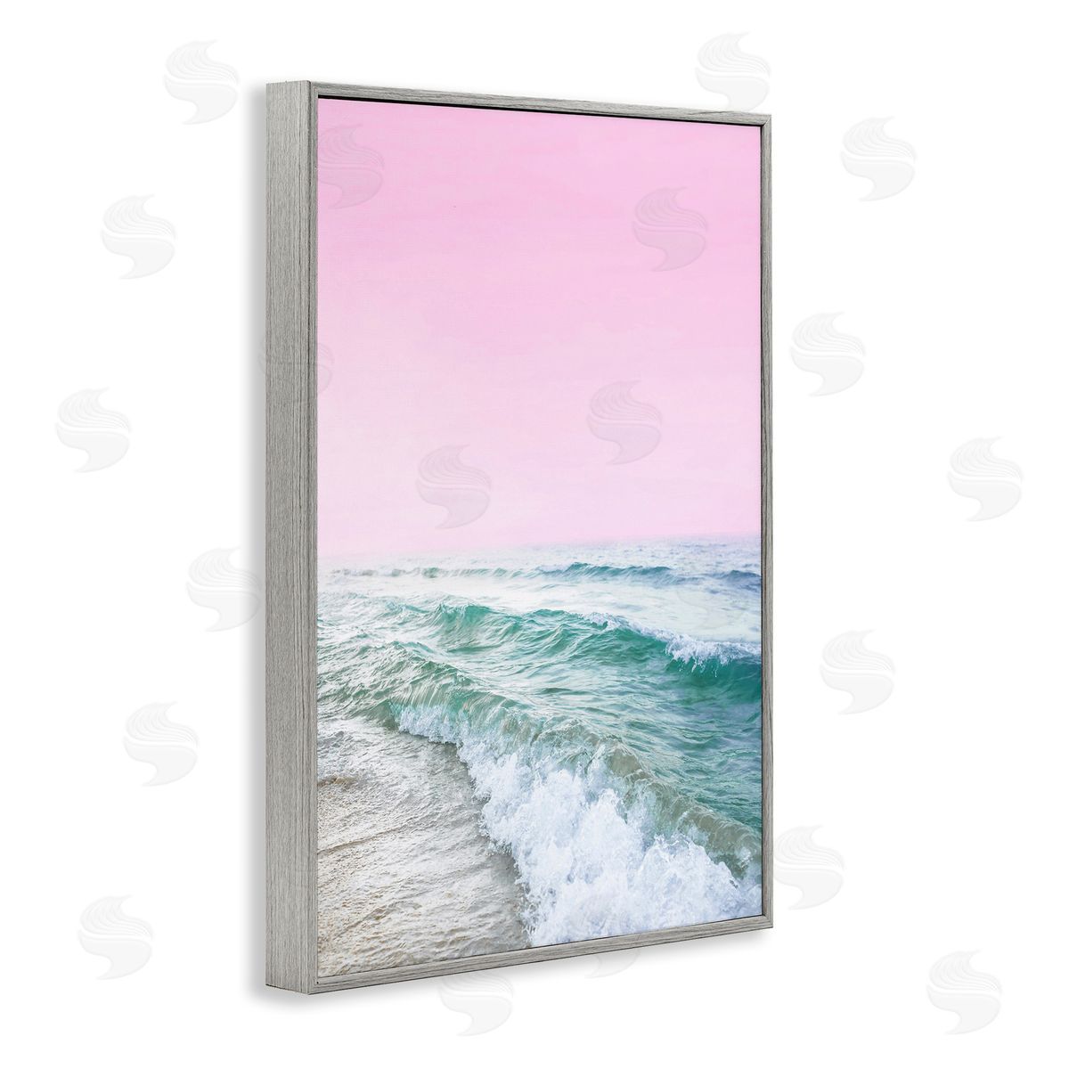 Pink Winter Sea Grey Frame Print Wall Art, Home Decor by Sisi and Seb