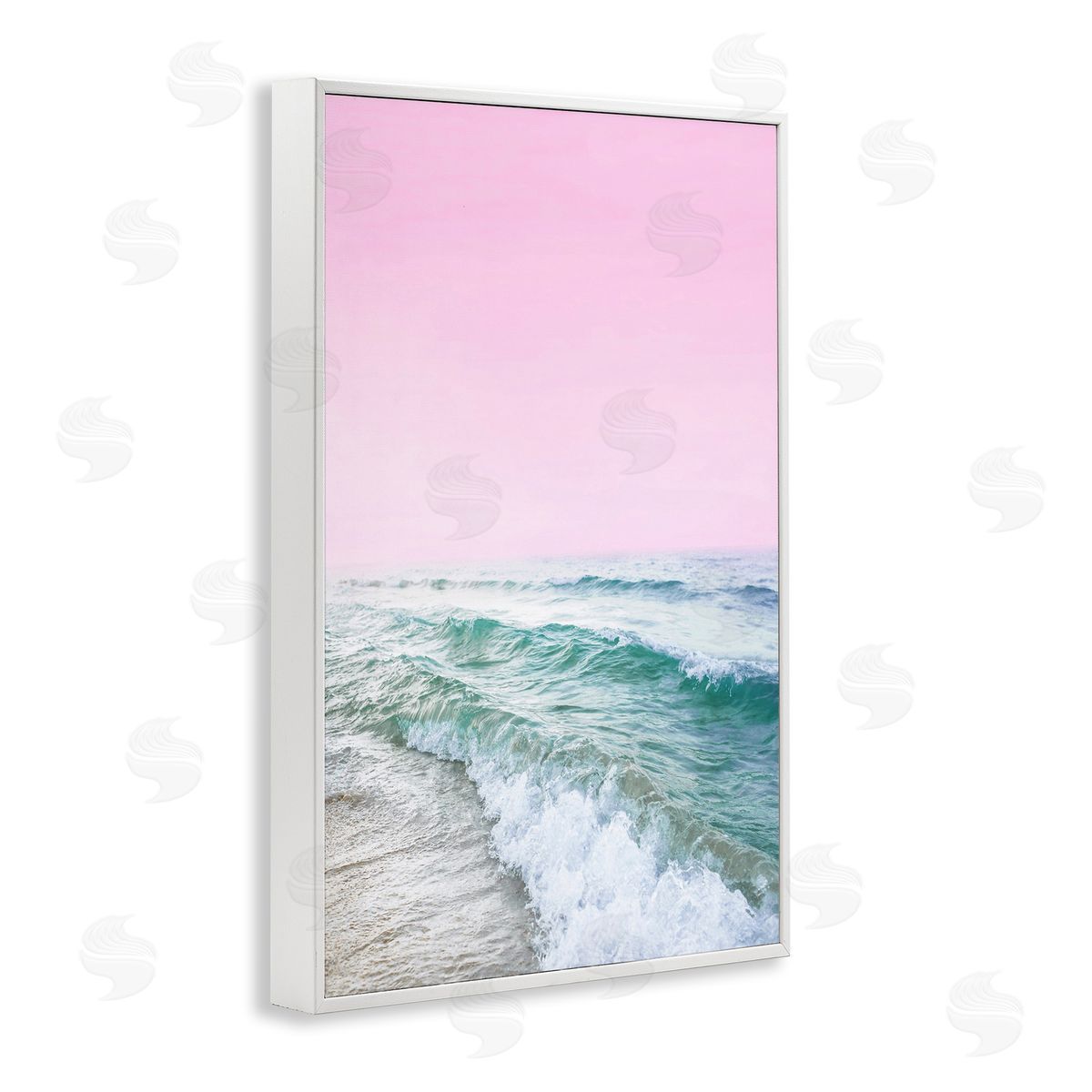 Pink Winter Sea White Frame Print Wall Art, Home Decor by Sisi and Seb