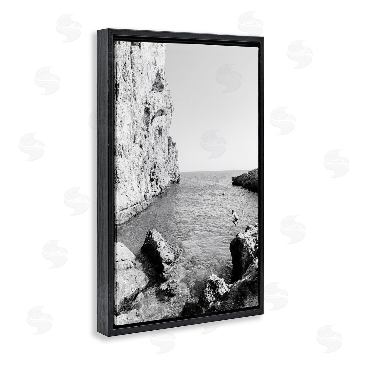 The Dive Cove Black Floating Frame Canvas Wall Art, Home Decor by Sisi and Seb