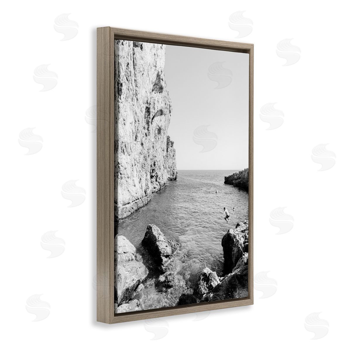 The Dive Cove Brown Floating Frame Canvas Wall Art, Home Decor by Sisi and Seb