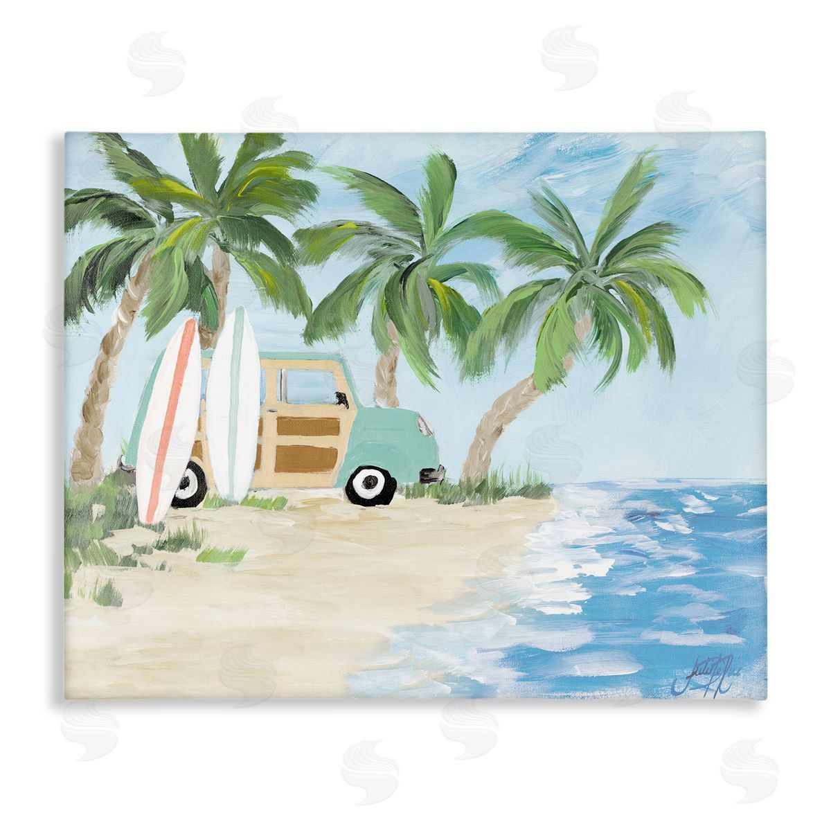 Tropical Vacation Surfboards Canvas Wall Art, Home Decor by Julie DeRice