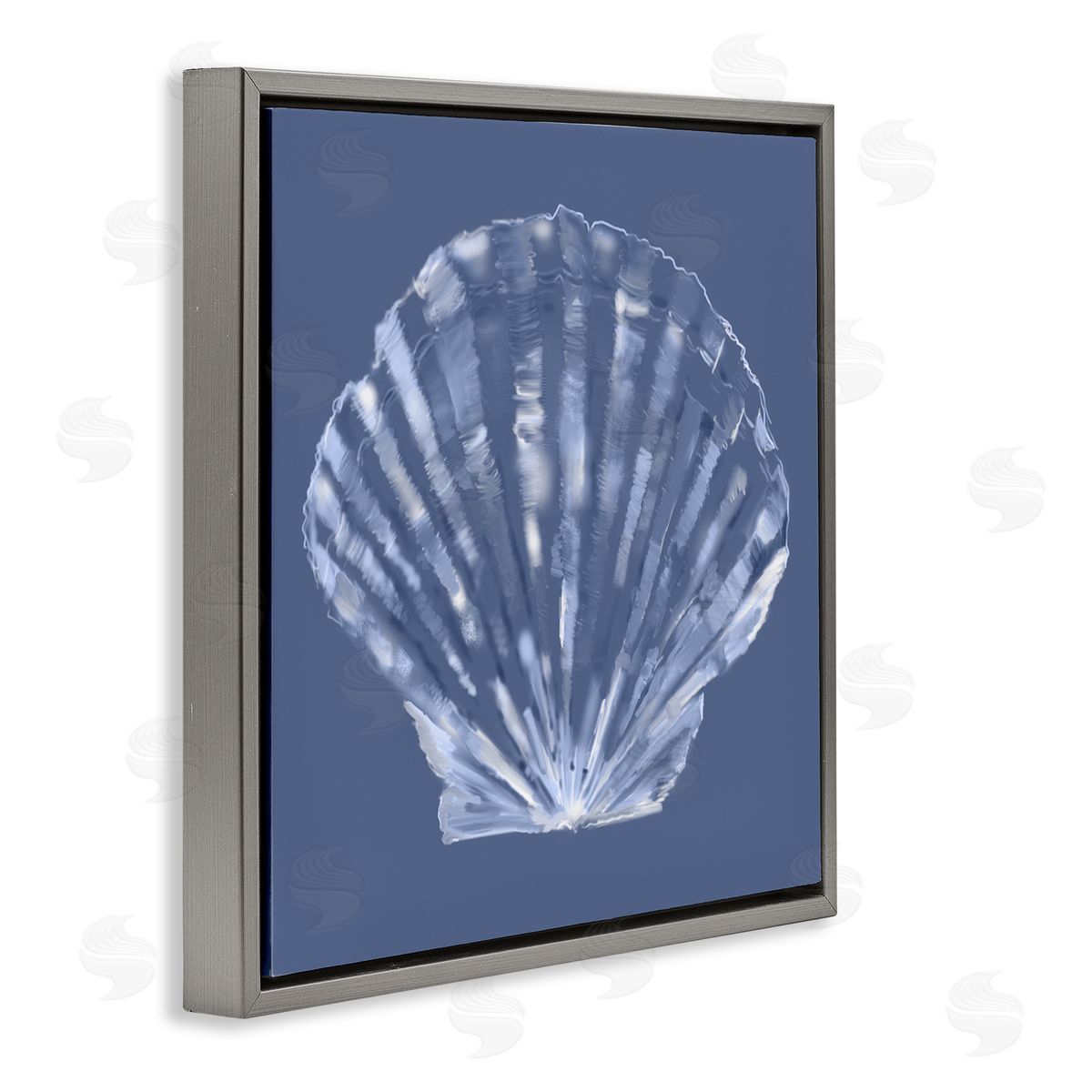 Blue Nova Seashell Grey Floating Frame Canvas Wall Art, Home Decor by Julie Derice