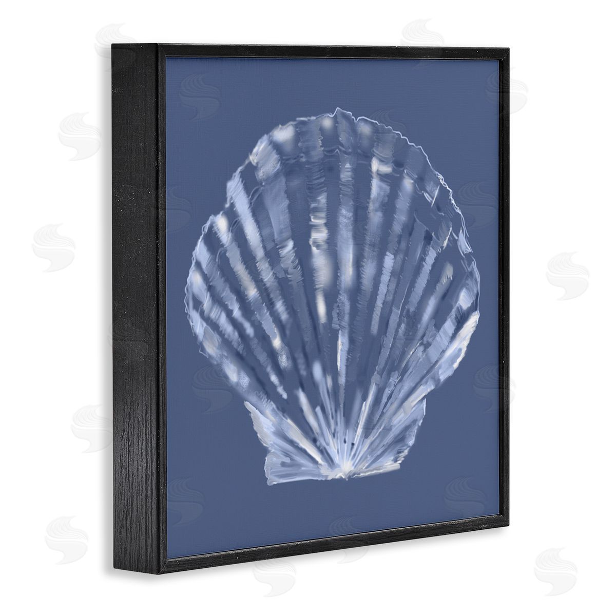 Blue Nova Seashell Black Frame Print Wall Art, Home Decor by Julie Derice