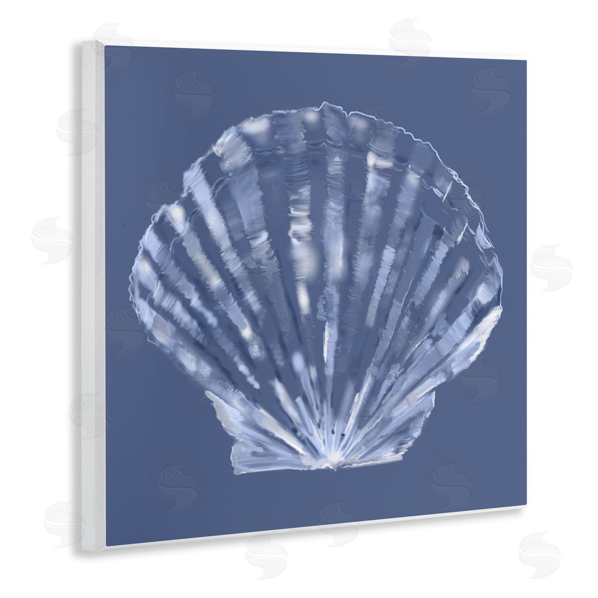 Blue Nova Seashell Wood Plaque Wall Art, Home Decor by Julie Derice