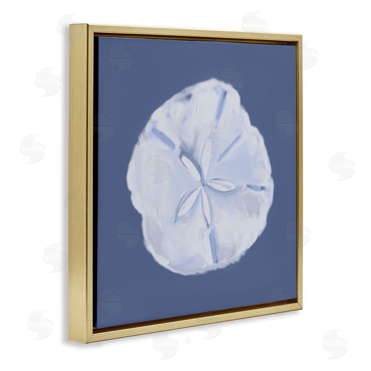 Blue Nova Sand Dollar Gold Floating Frame Canvas Wall Art, Home Decor by Julie Derice