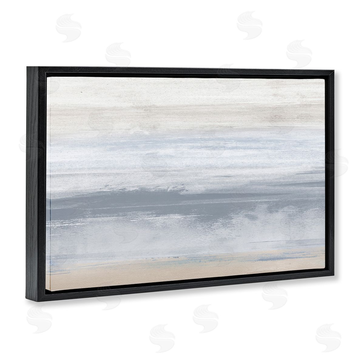 Serene Blue Feeling Black Floating Frame Canvas Wall Art, Home Decor by Dan Meneely